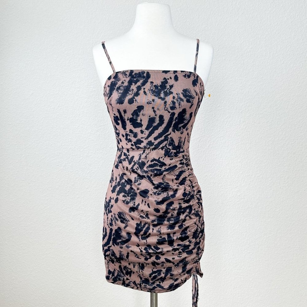 Naanaa Animal Print Mini Dress in Brown Size X Small